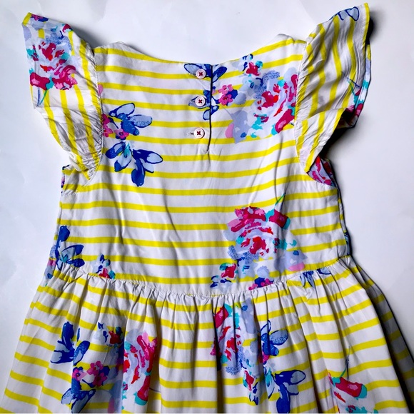 Joules Yellow, white and Pink Floral Dress, Size 6y. - Picture 4 of 10